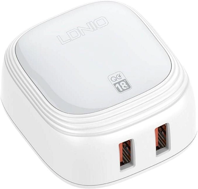 Мережевий зарядний пристрій Ldnio 2 x USB 18 W + кабель USB-C (A2512Q Type-C) - зображення 2