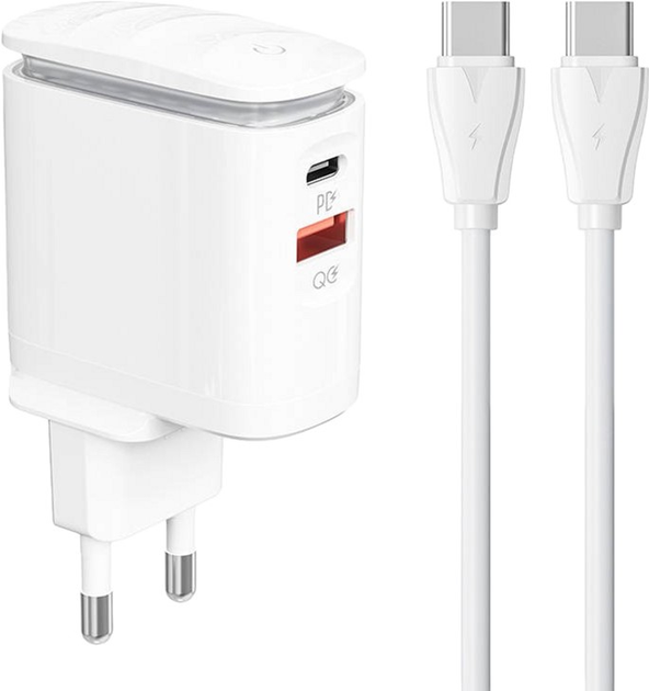 Мережевий зарядний пристрій Ldnio USB-C + кабель USB-C - USB-C (A2423C Type-C-Type-C) - зображення 1