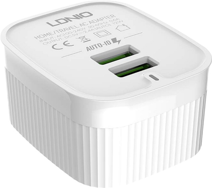 Мережевий зарядний пристрій Ldnio 2 x USB + кабель MicroUSB (A201 Micro) - зображення 2