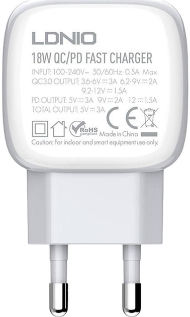 Мережевий зарядний пристрій Ldnio USB - USB-C 20 W + кабель MicroUSB (A2313C Micro) - зображення 2