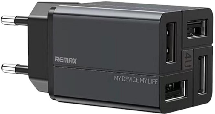 Ładowarka sieciowa Remax 4 x USB 3.4 A Czarna (RP-U43 EU-black) - obraz 1