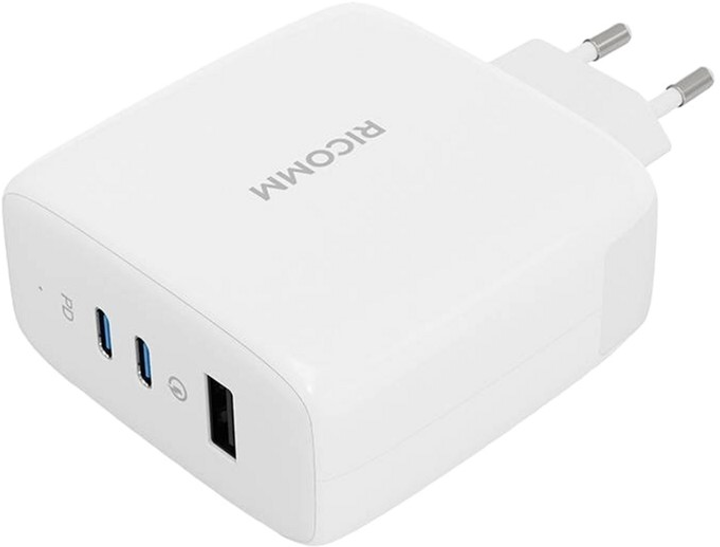 Мережевий зарядний пристрій Ricomm USB-A 2 x USB-C 120 W + кабель USB-C 2.1 м (RC1201 EU) - зображення 2