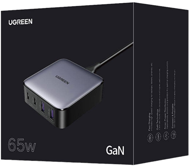 Ładowarka sieciowa Ugreen Nexode 2 x USB-C 2 x USB-A 65 W Szary (6941876221462) - obraz 2