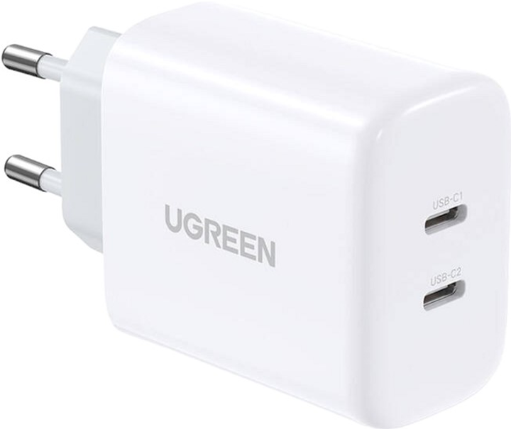 Мережевий зарядний пристрій Ugreen 2 x USB-C 40 W White (6941876221424) - зображення 1