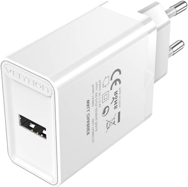 Ładowarka sieciowa Vention USB-A 12 W 2.4 A Biała (FAAW0-EU) - obraz 2