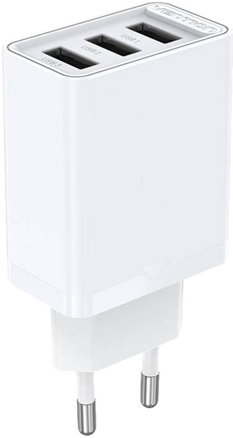 Ładowarka sieciowa Vention 3 x USB2.4 A 12 W Biała (FEAW0-EU) - obraz 1