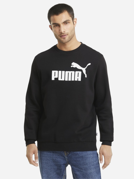 Bluza bez kaptura polarowa męska Puma Ess Big Logo Crew Fl 58667801 M Czarna (4063697319776) - obraz 1