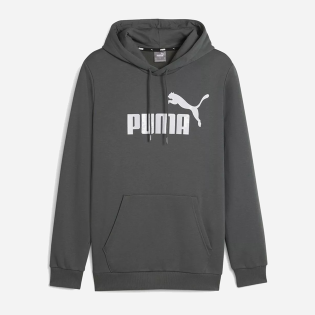 Bluza z kapturem ocieplana męska Puma Ess Big Logo Hoodie Fl (S) 58668769 S Ciemnoszara (4099686945060) - obraz 1