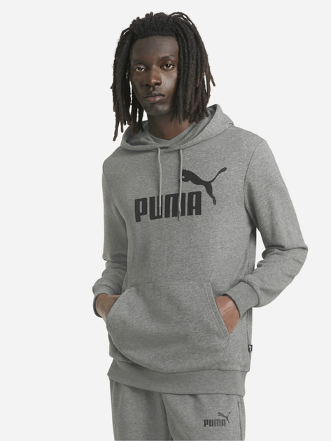 Bluza z kapturem męska Puma Ess Big Logo Hoodie Tr 58668803 2XL Szara (4063697318571) - obraz 1