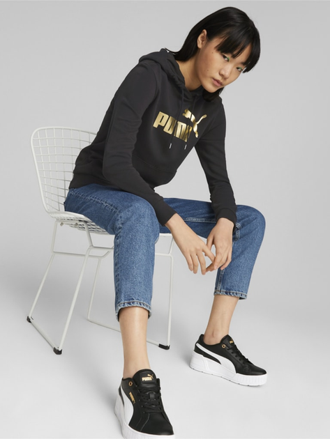 Bluza z kapturem damska Puma Ess+ Metallic Logo Hoodie Tr 849096-01 3XL Czarna (4065453125041) - obraz 3