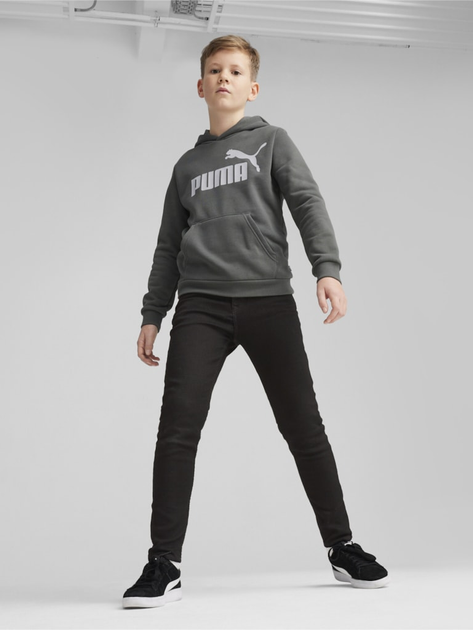 Młodzieżowa bluza z kapturem ocieplana chłopięca Puma Ess Big Logo Hoodie Fl B 586965-60 134-140 cm Ciemnoszara (4099685595891) - obraz 3