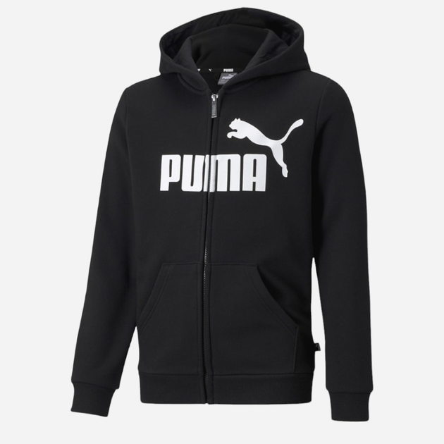 Підліткова толстовка з капюшоном для хлопчика Puma Ess Big Logo Fz Hoodie Tr B 586968-01 164 см Чорна (4063697294561) - зображення 1