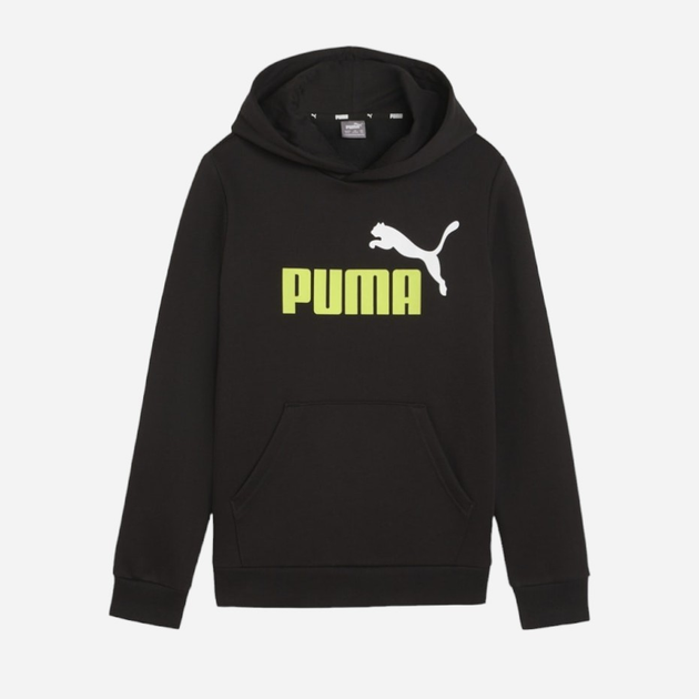 Młodzieżowa bluza z kapturem ocieplana chłopięca Puma Ess+ 2 Col Big Logo Hoodie Fl 58698759 134-140 cm Czarna (4099685450220) - obraz 4