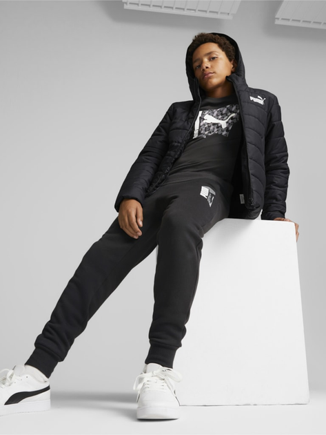 Kurtka młodzieżowa chłopięca przejściowa Puma Ess Hooded Padded Jacket 67055901 134-140 cm Czarna (4065449046381) - obraz 3