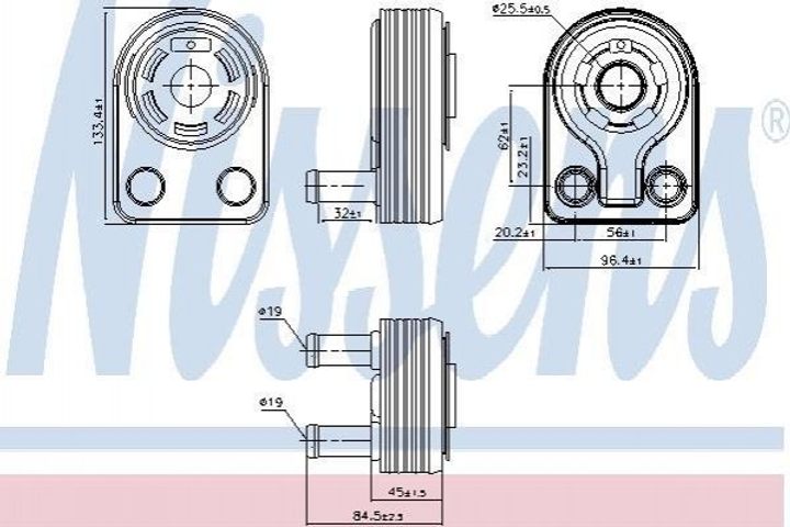 Олійний радіатор (теплообмінник) NISSENS 90971 Ford Focus, Mondeo, C-Max, Fiesta, B-Max, Ecosport, Connect, Transit, Courier CM5G6B856FA, CM5G6B856EA, 1844735 - зображення 1