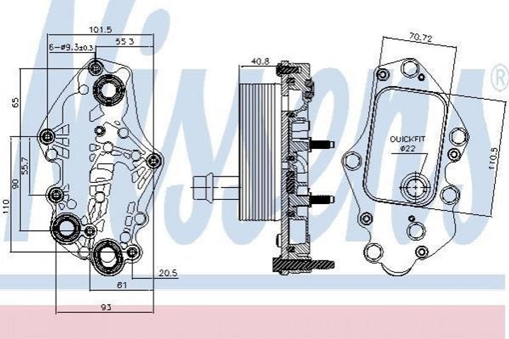 Масляный радиатор (теплообменник) NISSENS 90982 Opel Zafira, Insignia, Astra, Meriva 55599943, 55573795, 55494842 - изображение 1