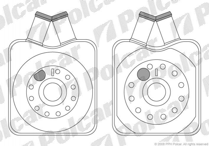 Масляный радиатор (теплообменник) Polcar 1303L81 Volkswagen Golf, Passat, Caddy, Polo, Bora, Transporter, Vento, Sharan; Audi A4, 80, A3, A6, 100; Seat Ibiza, Cordoba 95VW68858BA, 068117021BV, 068117021B - изображение 1