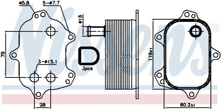 Радіатор масляний (теплообмінник) NISSENS 90960 Audi A6, Q5, A4, A5, Allroad 03N117021A, 03N115389H, 03N115389M - зображення 1