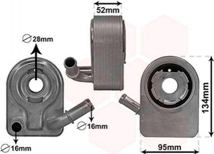 Масляный радиатор (теплообменник) Van Wezel 18013700 Ford C-Max, Mondeo, Focus, Transit, Kuga, B-Max, Fiesta, S-Max, Galaxy, Ecosport, Connect 7S7G6B856CA, 7S7G6B856BA, 1925463 - изображение 1