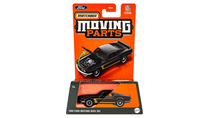 Тематична Машинка Matchbox 1969 Ford Mustang Boss 302 Moving Parts 1:64 FWD28/HVN03 Black - зображення 2