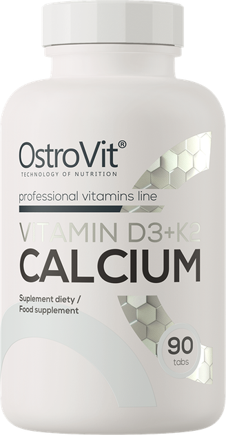 Харчова добавка OstroVit Vitamin D3 + K2 + Calcium 90 таблеток (5902232618624) - зображення 1