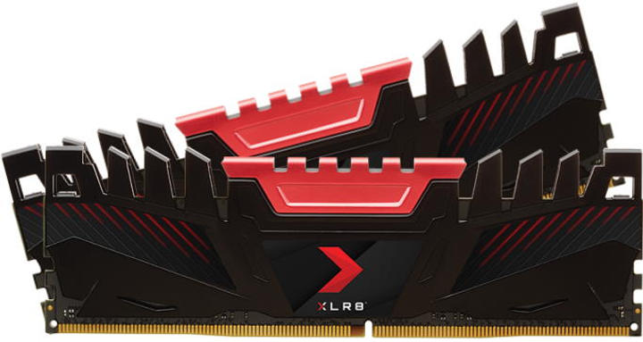 Оперативна память PNY DDR4-3200 16384MB PC4-25600 (Kit of 2x8192) XLR8 Gaming Black/Red (MD16GK2D4320016AXR) - зображення 1