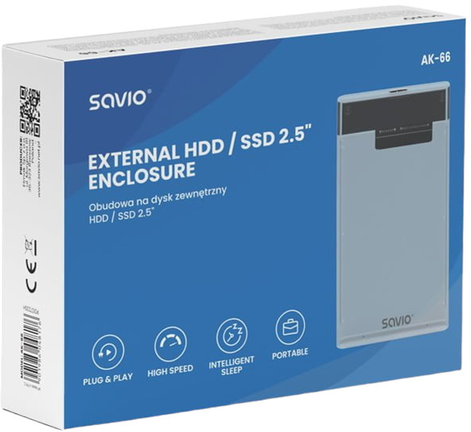 Kieszeń zewnętrzna Savio 2.5" AK-66 External HDD/SSD enclosure USB 3.0 Transparent (5901986048176) - obraz 5