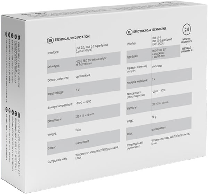 Kieszeń zewnętrzna Savio 2.5" AK-66 External HDD/SSD enclosure USB 3.0 Transparent (5901986048176) - obraz 6