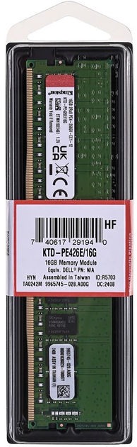 Оперативна пам'ять Kingston KTD DDR4-2666 16384MB PC4-21300 ECC до Dell (KTD-PE426E/16G) - зображення 4