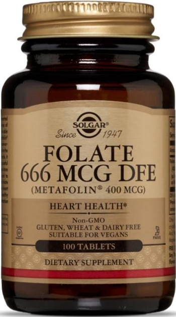 Фолиевая кислота Солгар Solgar Folate 666 mcg DFE (Metafolin 400 mcg ...