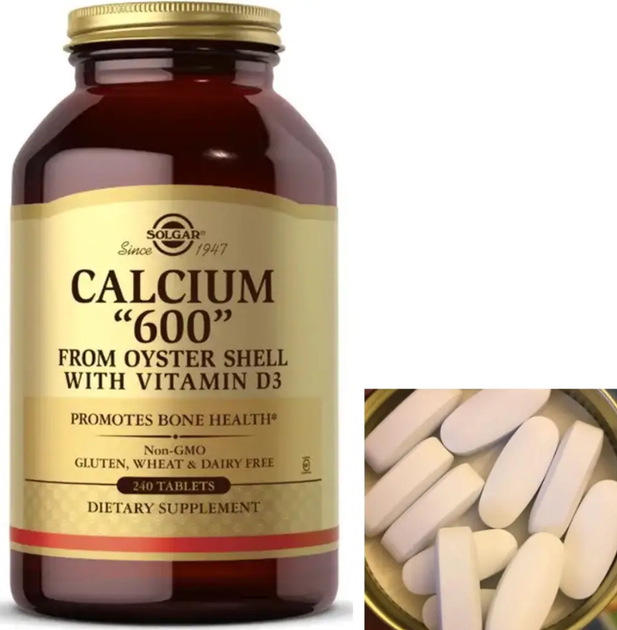 Кальций Д3 Солгар Solgar Calcium 600 with vit D3 240 таблеток - изображение 2