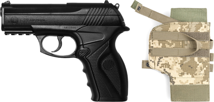 Набір Пневматичний пістолет WinGun C11 + Кобура універсальна Права БШЦ Кордура Піксель (21054_R) - зображення 1