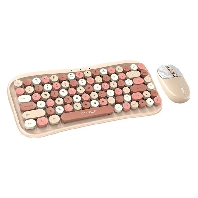 Беспроводная Клавиатура и Мышь TWolf TF660 Bluetooth 5.0 / 2.4G Dual Mode 1600 DPI, Bluetooth+2.4 Гц USB brown - изображение 2