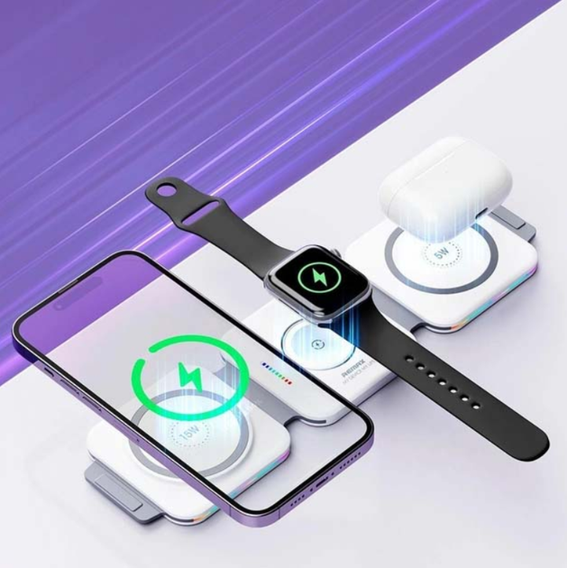 Бездротовий зарядний пристрій для смартфонів, навушників та годинників Qi Wireless Charger Remax RP-W72 | 22.5W - Фото 3 Бездротовий зарядний пристрій для смартфонів, навушників та годинників Qi Wireless Charger Remax RP-W72 | 22.5W - зображення 3