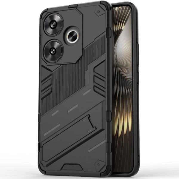 Защитный чехол с подставкой Deexe Bibercas для Xiaomi Poco F6 - Black - Фото 2 Защитный чехол с подставкой Deexe Bibercas для Xiaomi Poco F6 - Black - изображение 2