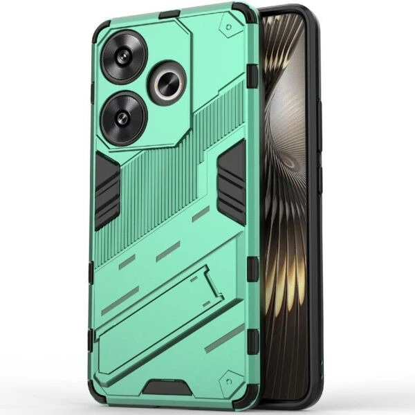 Захисний чохол з підставкою Deexe Bibercas для Xiaomi Poco F6 - Green - зображення 2