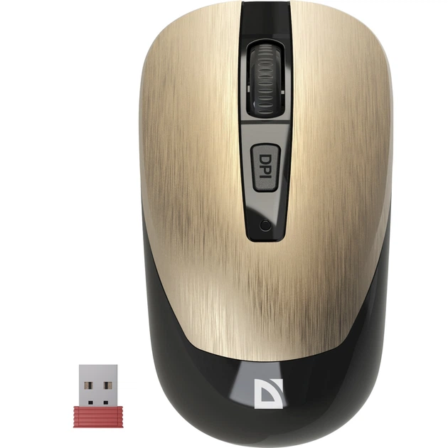 Бездротова бузшумна мишка Defender Wave MM-995 4 кн 1600 dpi Gold-Black (52994) - зображення 6