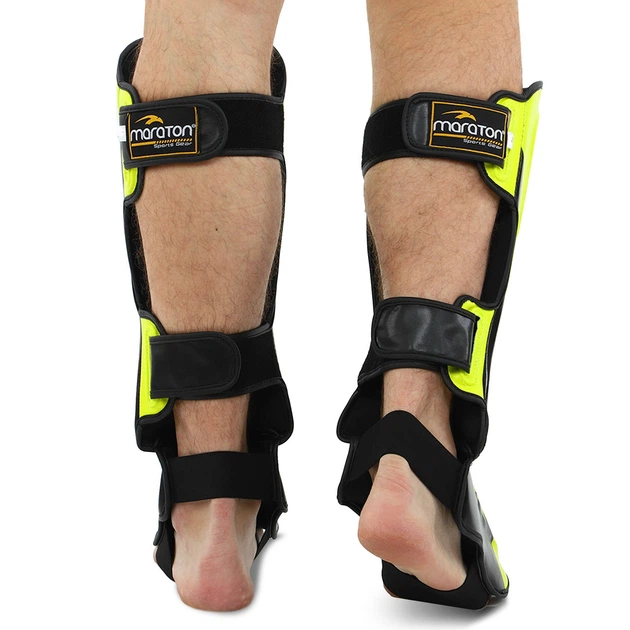 Защита голени и стопы для единоборств Maraton Fight Gear 9321 размер S Neon Green-Black - изображение 4