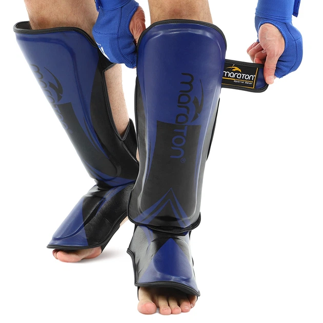 Защита голени и стопы для единоборств Maraton Fight Gear 9321 размер S Blue-Black - изображение 2