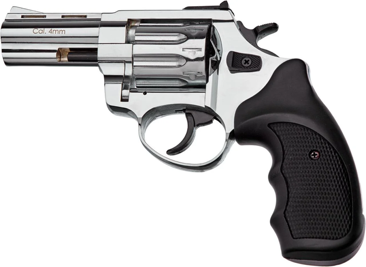 Револьвер флобера STALKER 3" 4 мм Нікель. Чорний Пластик - зображення 1