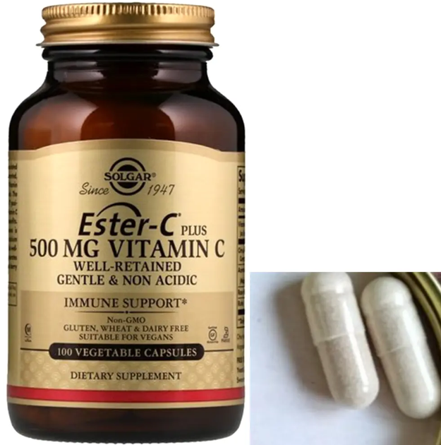 Витамин С плюс (эстер С) Solgar Ester-C plus 500 мг Vitamin C 100 капсул - изображение 2