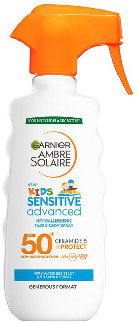 Сонцезахисний спрей для дітей Garnier Ambre Solaire Kids Sensitive Advanced Spray SPF 50 270 мл (3600542522915) - зображення 1