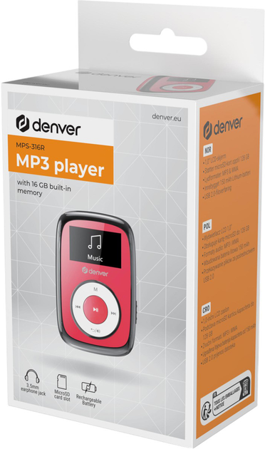 MP3-плеєр Denver MPS-316R рожевий - зображення 5