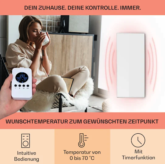 Инфракрасный нагреватель Klarstein Wonderwall Air 72, 120x60см, 720Вт, настенный - изображение 4