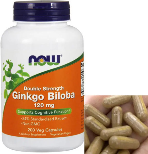 Гинкго Билоба NOW Double Strength Ginkgo Biloba 120 mg 200 капс - изображение 3