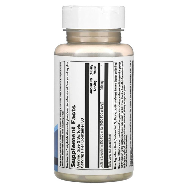 Фермент лактаза, Lactase Enzyme, KAL, 250 мг, 60 капсул (CAL-80206) - изображение 2