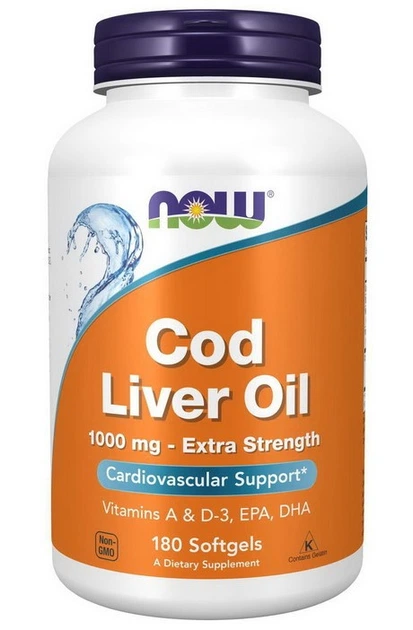 Жир печени трески Now Cod Liver Oil 180 softgels - изображение 2