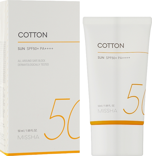 Krem do opalania Missha All Around Safe Block Cotton Sun SPF50 PA++++ 50 ml (8809747942138) - obraz 1