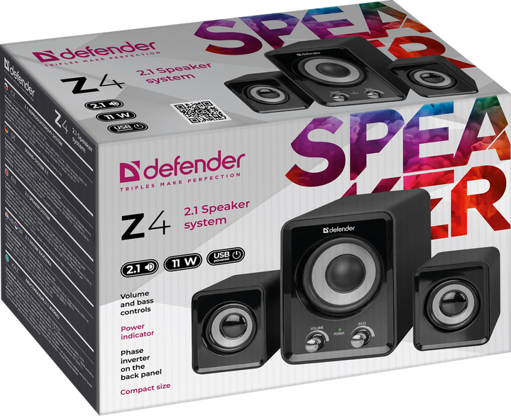 Комп'ютерні колонки Defender Z4 2.1 11 Вт USB Black (65508) - Фото 2 Комп'ютерні колонки Defender Z4 2.1 11 Вт USB Black (65508) - зображення 2