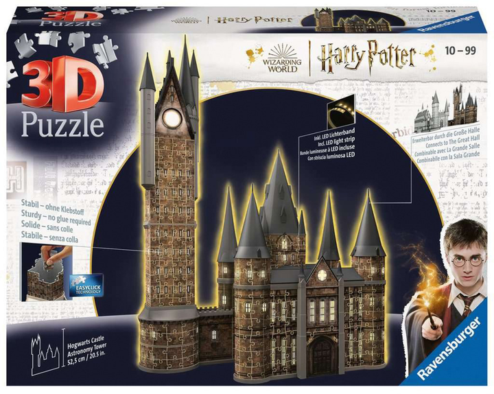 3D Puzzle Ravensburger Harry Potter Hogwarts Schloss Astronomieturm Night Edition 38.7 x 21.5 x 52.5 cm 626 elementów (4005556115518) - obraz 1
